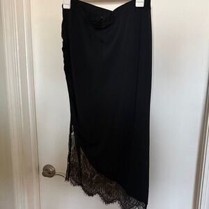 Black Lace-Hem Maxi Skirt